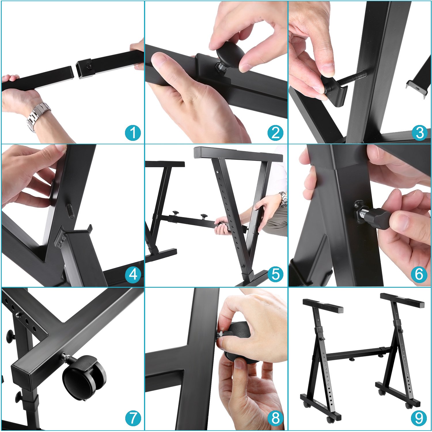 Neewer Heavy Duty Z Style Keyboard Piano Stand With Swivel Casters In