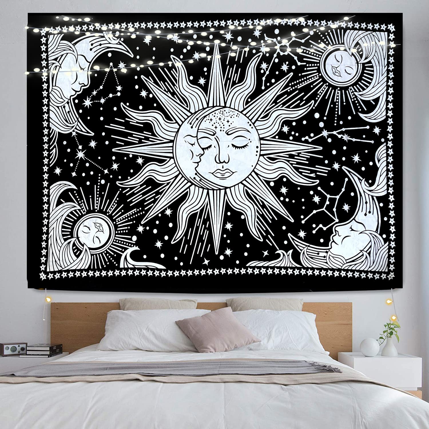 ICC Poster Wall Hanging Tapestries Tapestry Bohemian Decoration Psychedelic Hippie Large Vintage Gift Wall Hanging Dorm Decor Blanket Hippy Rasta Reggie Collage Mat Decoration (Black White)