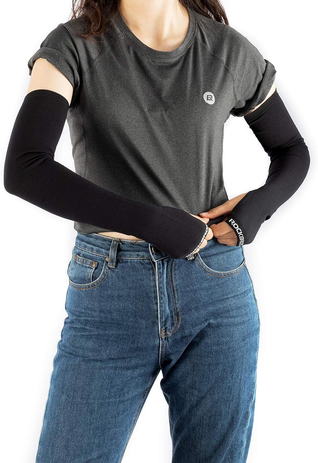 ROCKBROS Winter Arm Warmer Knit Long Arm Sleeves Warm for Women Men Running Cycling Sports Fingerless Driving Gloves: Clothing