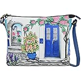 Anna by Anuschka womens Hand-painted Women's Genuine Leather Slim Medium Crossbody