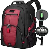 LOVEVOOK Large Backpack for Men 18.4 inch Heavy Duty Travel Laptop Backpack with USB Port Waterproof for Business Work (18 inch, Red)