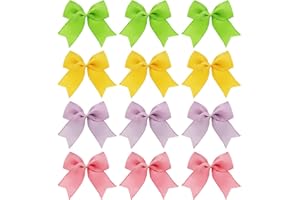 CRAFLOX 12PCS Easter Bow Decor, Yellow, Pink, Green, Purple