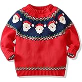 Miccina Baby Toddler Boys Christmas Sweater Kids Girls Knit Pullover Sweatshirt Long Sleeve Crew Neck Tops