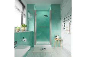 i-Homare Pivot Swing Glass Shower Door with 1/4 Inch (6mm) SGCC Clear Tempered Glass Door,Reversible Installation (Brushed Nickel, 32-34" W x 72" H)