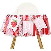 Strawberry Party Decorations for 1st Birthday - Sweet One Highchair Banner For Photo Booth Props And Strawberry Cake Smash, Best Sweet One Birthday Party Supplies For Kids(strawberry one banner)