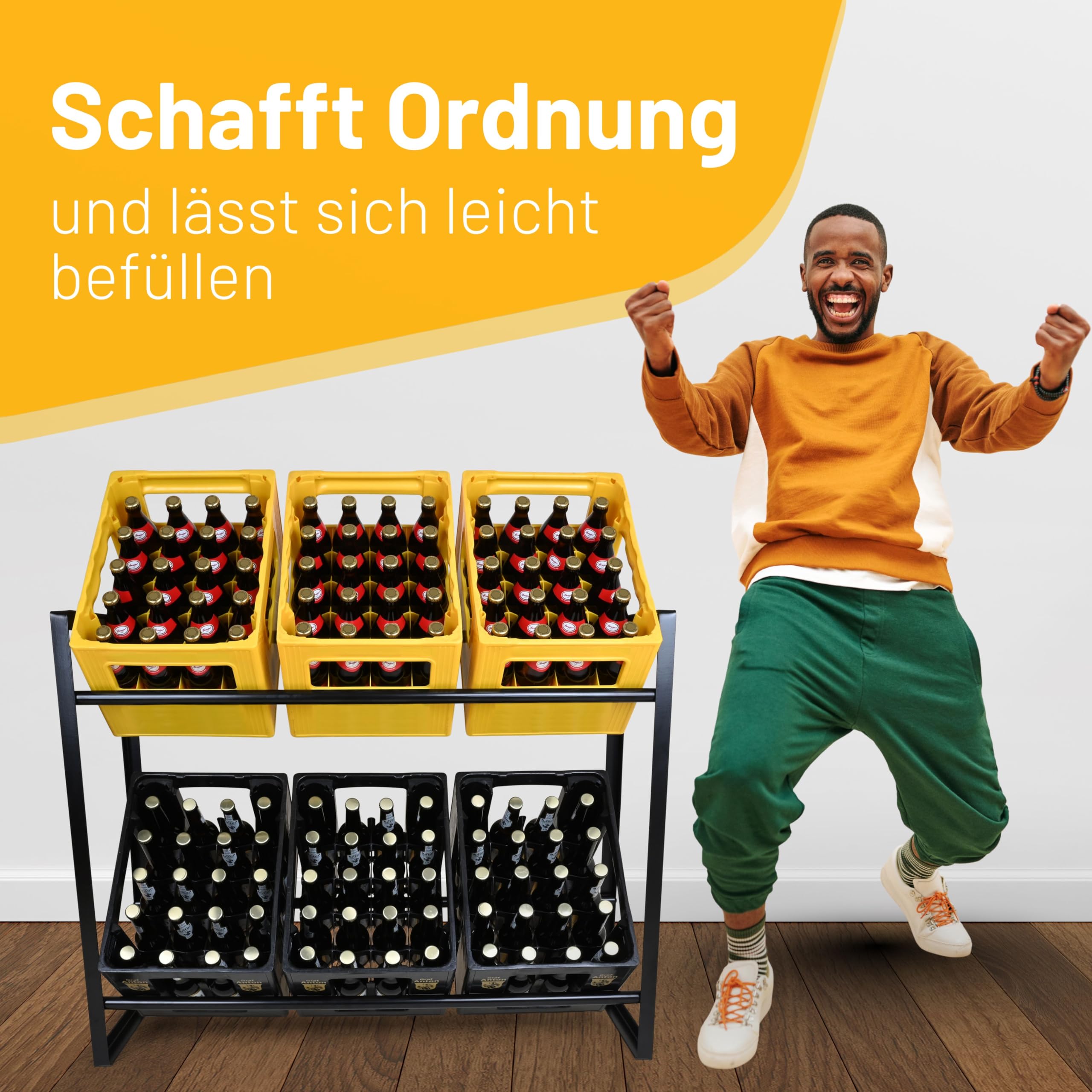 D&D Living® CRINO Getränkekistenregal 6 Kisten | Das Original Getränkeregal | Hohe Stabilität durch Metallrahmen | entwickelt in Österreich 3
