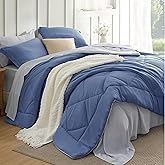 Bedsure Full Size Comforter Set - 7 Pieces Reversible Infinity Blue Bedding, Full Size Bed Set for All Seasons, Bed in a Bag with Down Alternative Comforter, Sheets, Pillowcases & Shams