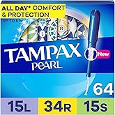 Tampax Pearl Tampons Multipack, with LeakGuard Braid, Light/Regular/Super Absorbency, Up to 100% Leak and Odor Free Protectio