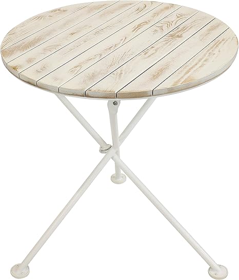 Amazon Com Sunnydaze French Country European Chestnut Wood Round Bistro Table Portable Indoor Outdoor White Folding Table Ideal For Patio Kitchen Or Camp Site 28 Inch Round Kitchen Dining