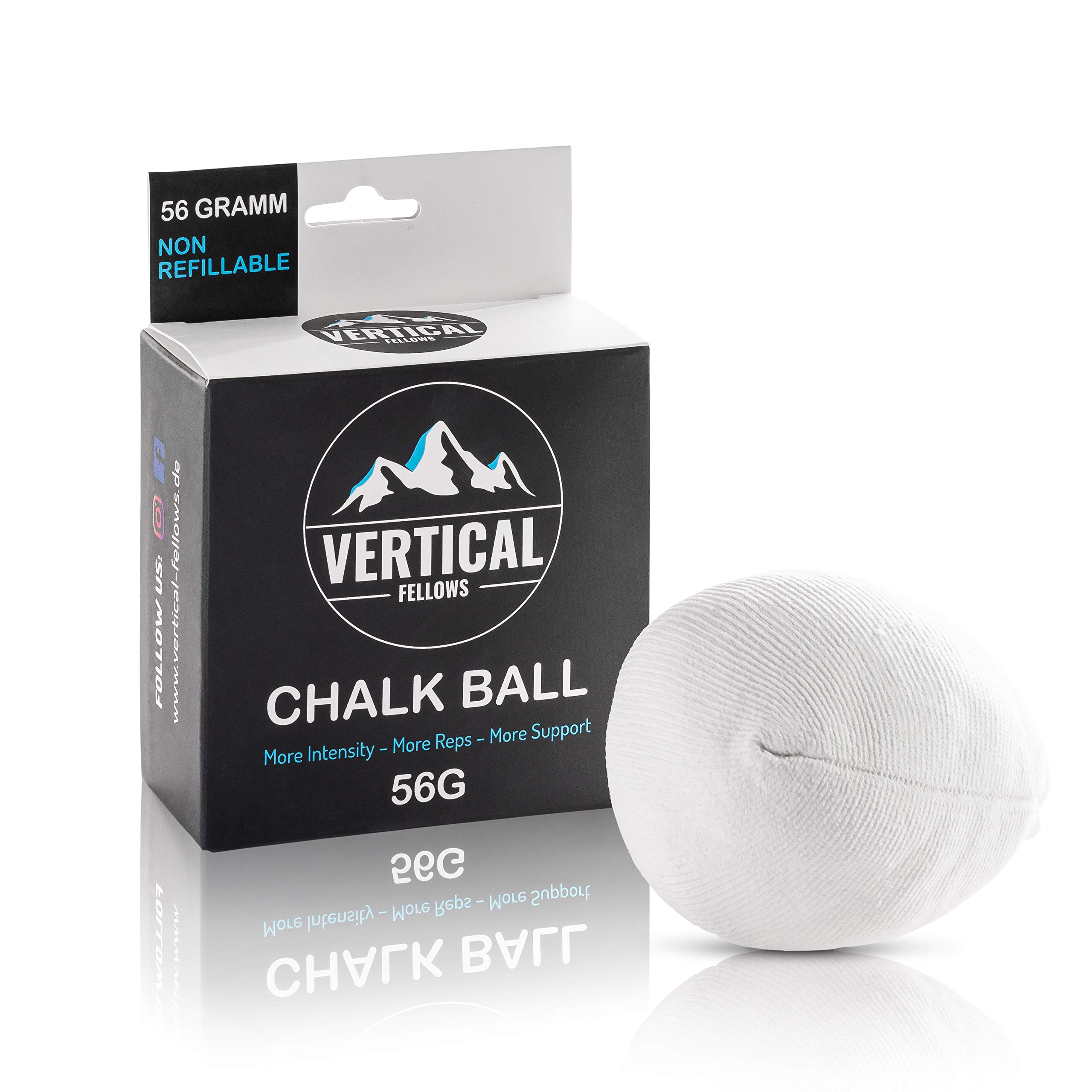 VERTICAL FELLOWS Chalk Ball 60 grams chalk ball magnesia ball - DERMATEST very good - ideal chalk & magnesia chalk ball for climbing bouldering gymnastics weightlifting cross fit