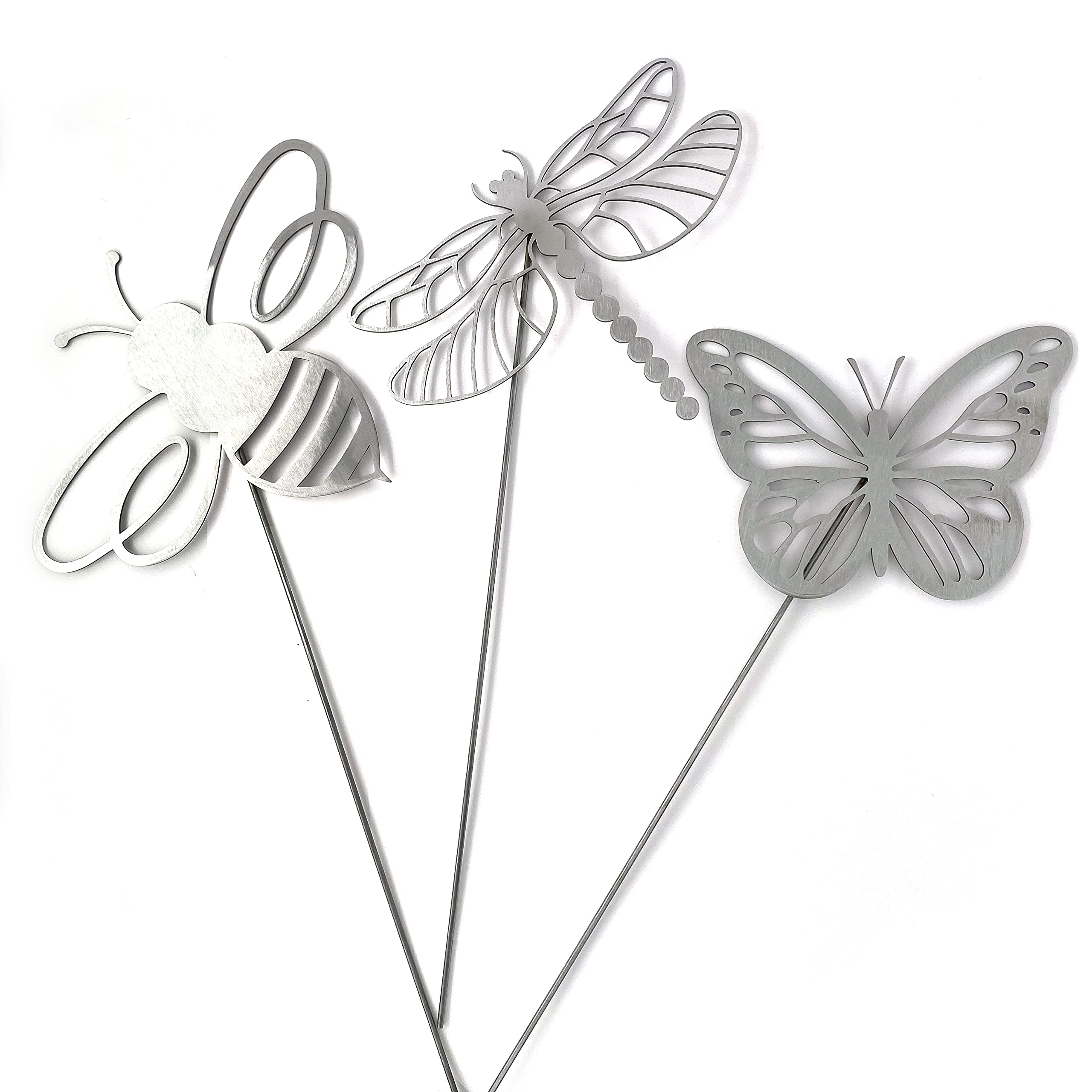 Image Industry Flying Bee, Butterfly & Dragonfly Trio Set - Rustic Garden Sculpture