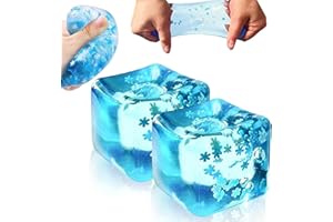 Ice Stress Balls Fidget Toy 2 Pack - Snowflake Ice Cube Squishy Toy Balls, Anxiety Relief for Teens Adults, Grip Strength Squ
