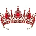 SWEETV Red Baroque Tiaras and Crowns for Women Queen of Hearts Crown Crystal Halloween Costume Hair Accessories for Photo Shoot Prom Birthday Party