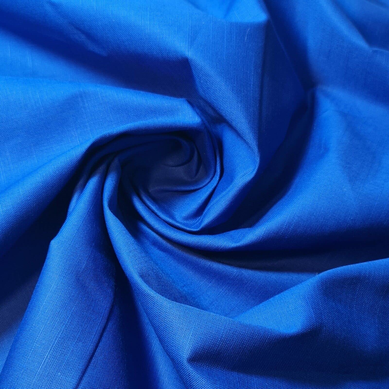 100% Cotton Rich Linen Poplin Dress Craft Fabric Material 58" - 150 cm Wide Sold As 1 Meter Pre - Cut Lengths (Available in 13 Colours) (Royal Blue)