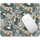 FROGIGO Mouse Pad with Stitched Edges - Cute Floral Mousepad for Women, 9.25 x 7.75 inch Washable Square Desk Pad, Non-Slip Rubber Base, Office Home Laptop Accessories - Vintage Garden