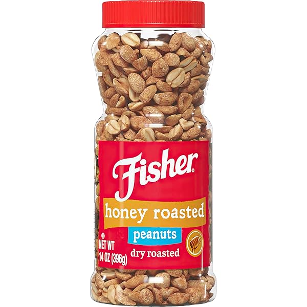 FISHER SNACK HONEY ROASTED DRY ROASTED PEANUTS, 14 OUNCES, MADE WITH REAL HONEY, 100% RECYCLABLE