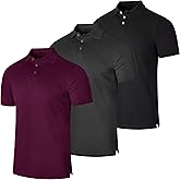 Real Essentials 3 Pack: Men's Cotton Pique Short Sleeve Polo Shirt - Performance Polo (Available in Big & Tall)