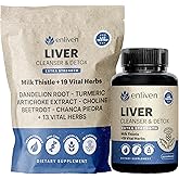 enliven Liver Cleanse Detox & Repair Capsules | Natural Liver Support with Milk Thistle, Dandelion & Artichoke | Promotes Liver Health & Digestion | Non-GMO Herbal Supplement | 60 Capsules