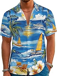 Hawaiian Shirts for Men Summer Beach Casual Short