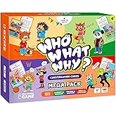 Who What Why Mega Pack Conversation Cards, Speech Therapy Game, Ages 4+ | 120 picture cards, WH questions, speech delay support, counseling tools, social skills, communication, classroom and therapy