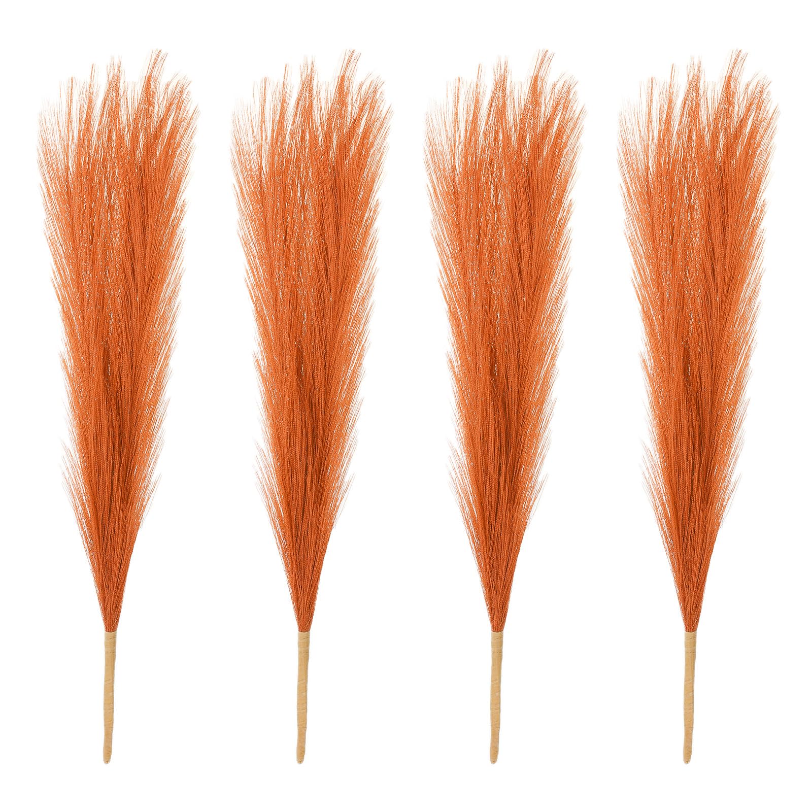 PATIKIL 17 Inch Faux Pampas Grass, 4 Pcs Boho Decor for Home Decoration Artificial Tall Fluffy Stems for Wedding Flower Party Vase Arrangement Centerpieces, Orange