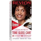 Revlon ColorSilk Tone + Gloss + Care Demi-Permanent, 4 Dark Brown | Demi-permanent hair color with leave-in scalp and hair serum for 2x shinier, 4x stronger hair. Tone, gloss and care.