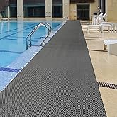 Drainage Non Slip Flooring Mats Swimming Pool Bathroom Anti-Fatigue Rubber Matting 3x10 Ft Heavy Duty Commercial Anti Slip Floor Mats for Garage Restaurant Sauna SPA,Gray/Grey,0.9×3M