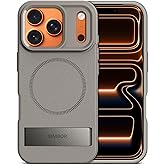SIMBOR Magnetic for iPhone 17 Pro Case with Stand[Compatible with MagSafe] Slim Invisible Kickstand, Protective Anti-Fingerprint Phone Cove for iPhone 17 Pro Case 6.3", Gray