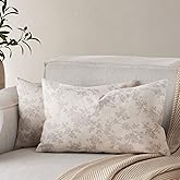 YZJZEDS 100% Cotton French Pastoral Lumbar Throw Pillow Covers Set of 2, 12x20 Inch Grey Farmhouse Decorative Cushion Covers for Sofa Bed Living Room Home Decor