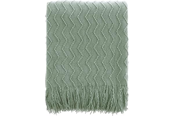 BATTILO HOME Sage Green Throw Blanket for Sofa Couch Office Living Room Home Décor Lightweight Textured Soft Cozy Knit Throw