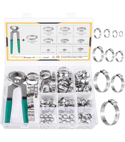 80 Colliers De Serrage Pour Tuyaux (single Ear) - Acier Inoxydable, Diamètre 2,10 Cm, Neufs