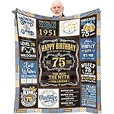 HSEFURNI 75th Birthday Gifts for Men - Gifts for 75 Year Old Man - 75 Year Old Gift for Men - 75th/1951 Birthday Gift Ideas for Man Blanket 60" x 50"