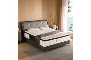 KOANTTI Queen Mattresses,14 Inch Queen Size Mattresses in a Box,Memory Foam Hybrid White & Black Mattress with Provide Support and Improve Sleep,Pressure Relief,Medium Firm.