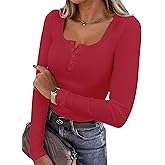 ANRABESS Women's Long Sleeve Henley Tops Ribbed Knit Slim Fitted Trendy T Shirt Basic Tees Layer 2025 Fall Fashion Outfits