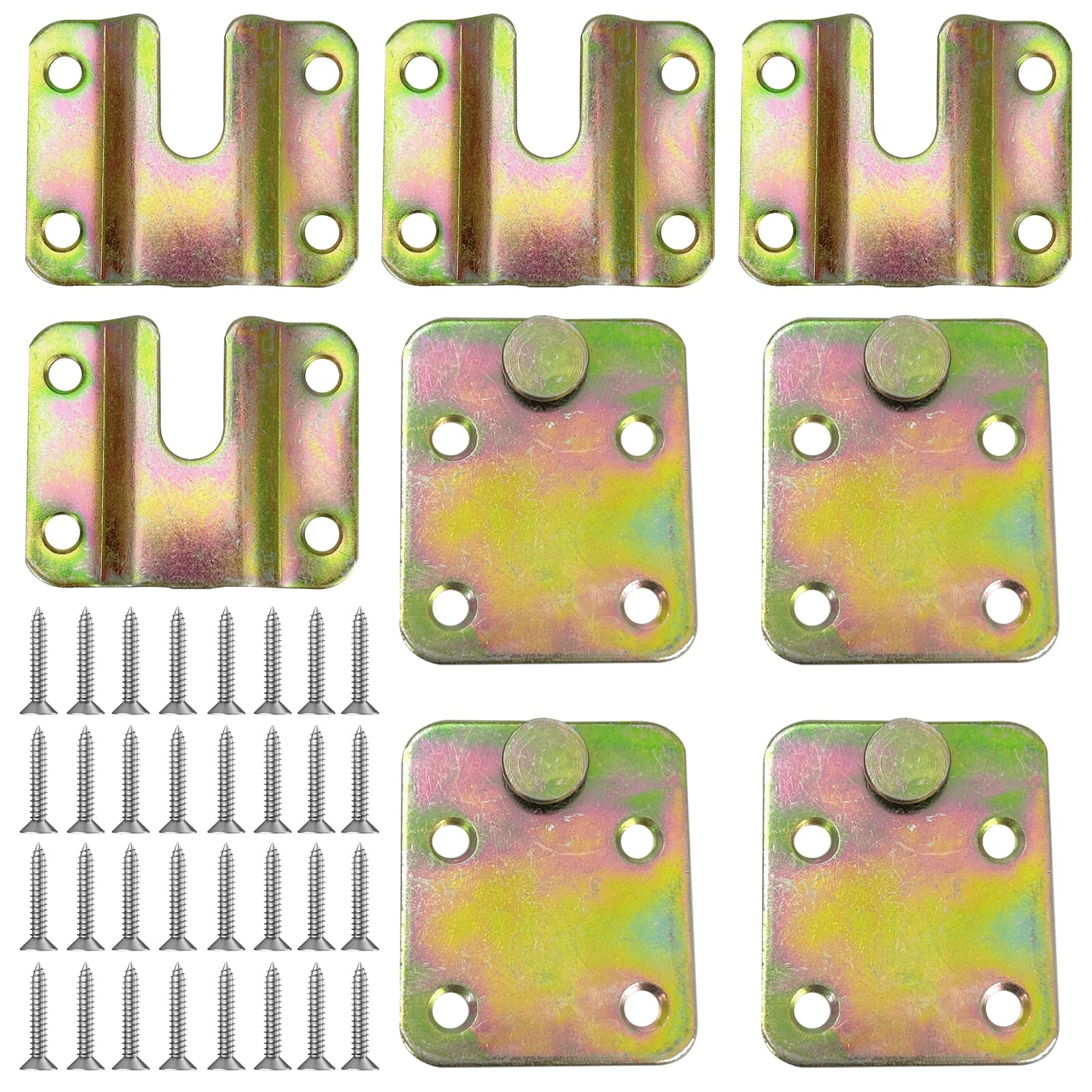 4 Sets Heavy Duty Bed Hinge, Bed Brackets, Picture Hanging Hooks, Connector for Bed Corner Fixings, Stainless Steel Connector Hook for Photos, Suspension Connecting Fittings for Photos, mattresses