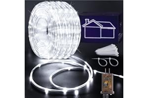 KNONEW 100ft Rope Lights Indoor,300LED String Lights Outdoor Waterproof 8 Modes Clear Tube Lights for Outside,Bedroom,Wedding,Camping,Garden,Patio,Christmas,Tree,Holiday Decoration(Cool White