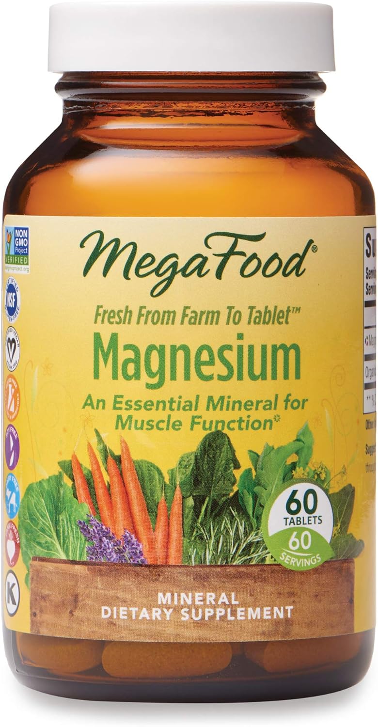 MegaFood, Magnesium, Helps Maintain Nerve and Muscle Function, Essential Mineral Dietary Supplement, Gluten Free, Vegan, 60 Tablets (60 Servings): Health & Personal Care