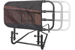 Stander EZ Adjust Bed Rail, Adjustable Senior Bedrail and Safety Assist Railing for Elderly Adults with Organizer Pouch, ASTM Safety Approved Guard-Rail, Black