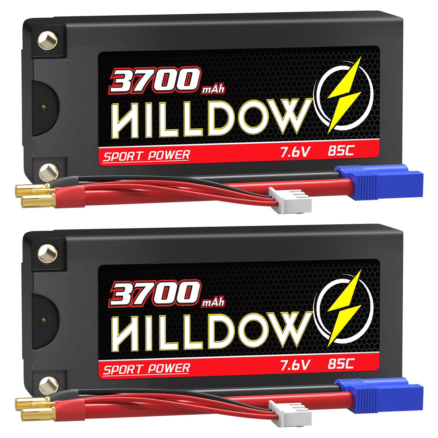 Photo 1 of ***ONLY 1***
7.6V 2S Shorty Lipo Battery High Voltage 3700mAh 85C Hard Case with 5mm Bullet to EC3 Connector for RC 1/10 Scale Vehicles Trucks Boats RC Models (2 Packs)