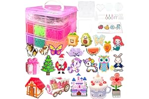 AJAZPER 11000 Fuse Beads Kit - 20 Colors 5mm Bead Craft Set with Storage Box, Pegboard, Ironing Paper and Accessories, Arts and Crafts Kits for Kids Age 5+ Christmas Birthday DIY Craft Gift for Girls & Boys