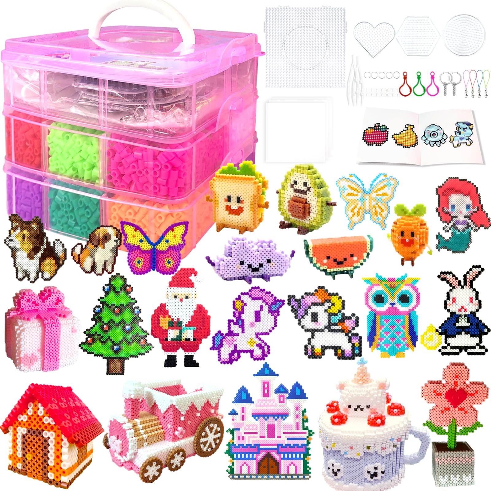 11000 Fuse Beads Kit - 20 Colors 5mm Bead Craft Set with Storage Box, Pegboard, Ironing Paper and Accessories, Arts and Crafts Kits for Kids Age 5+ Christmas Birthday DIY Craft Gift for Girls & Boys