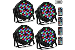 LALUCENATZ 36LEDs Battery Powered Par Lights - RGB 36W Rechargeable Par Stage Lights Sound Activated Remote DMX Control Uplights for Event Wedding Party Church Music DJ Dance Show Stage Lighting 4 Pack
