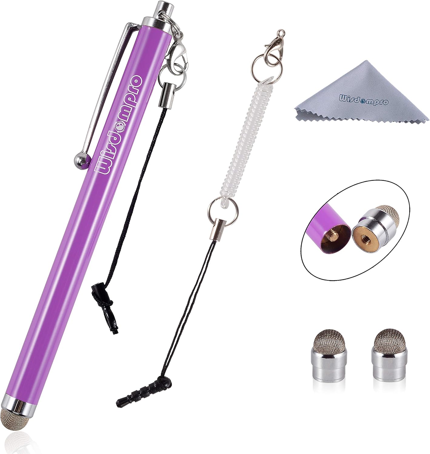 Stylus, Wisdompro 4.8 inch Universal Microfiber Mesh Tip Styli with