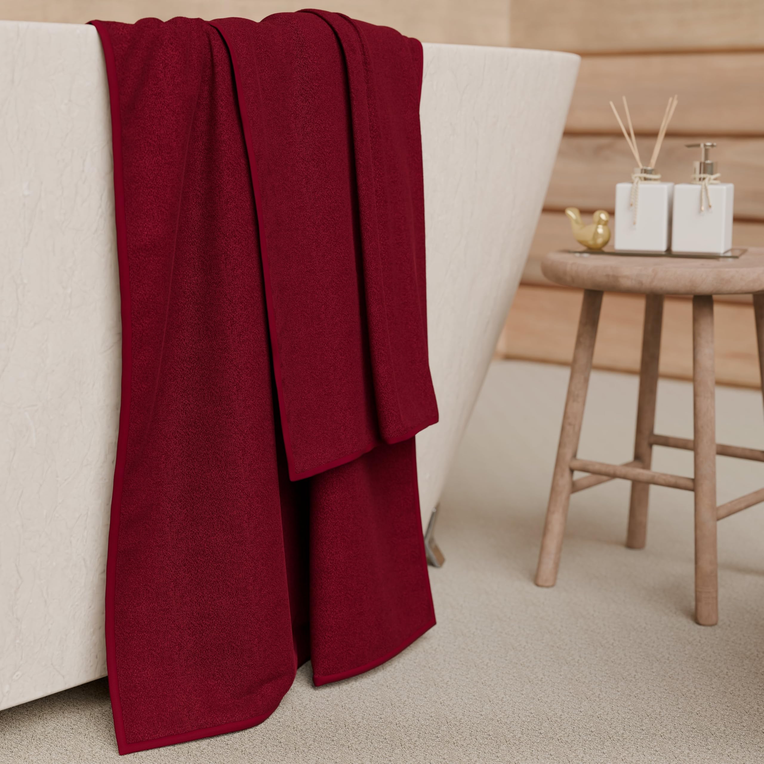 PETTI Artigiani Italiani - 100% Cotton Terry Bath Towels, 2+2 Towel Set, 4 Pieces 2 Face Towels and 2 Hand Towels, Burgundy Towels