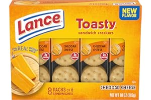 Lance Sandwich Crackers, Toasty Cheddar, 8 Individually Wrapped Packs, 6 Sandwiches Each