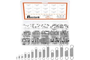 Rustark 150Pcs 15 Sizes Stainless Steel Extension Spring Assortment Kit Extension and Compression Springs Mechanical Springs 