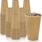 Nagpew 180 Pack 16 Oz Paper Coffee Cups, Kraft Disposable Brown Paper Cups, Unbleached Leak-proof Hot Drink Cup Water Beverage Juice Drinking Container for Home, Party, Office, Cafe