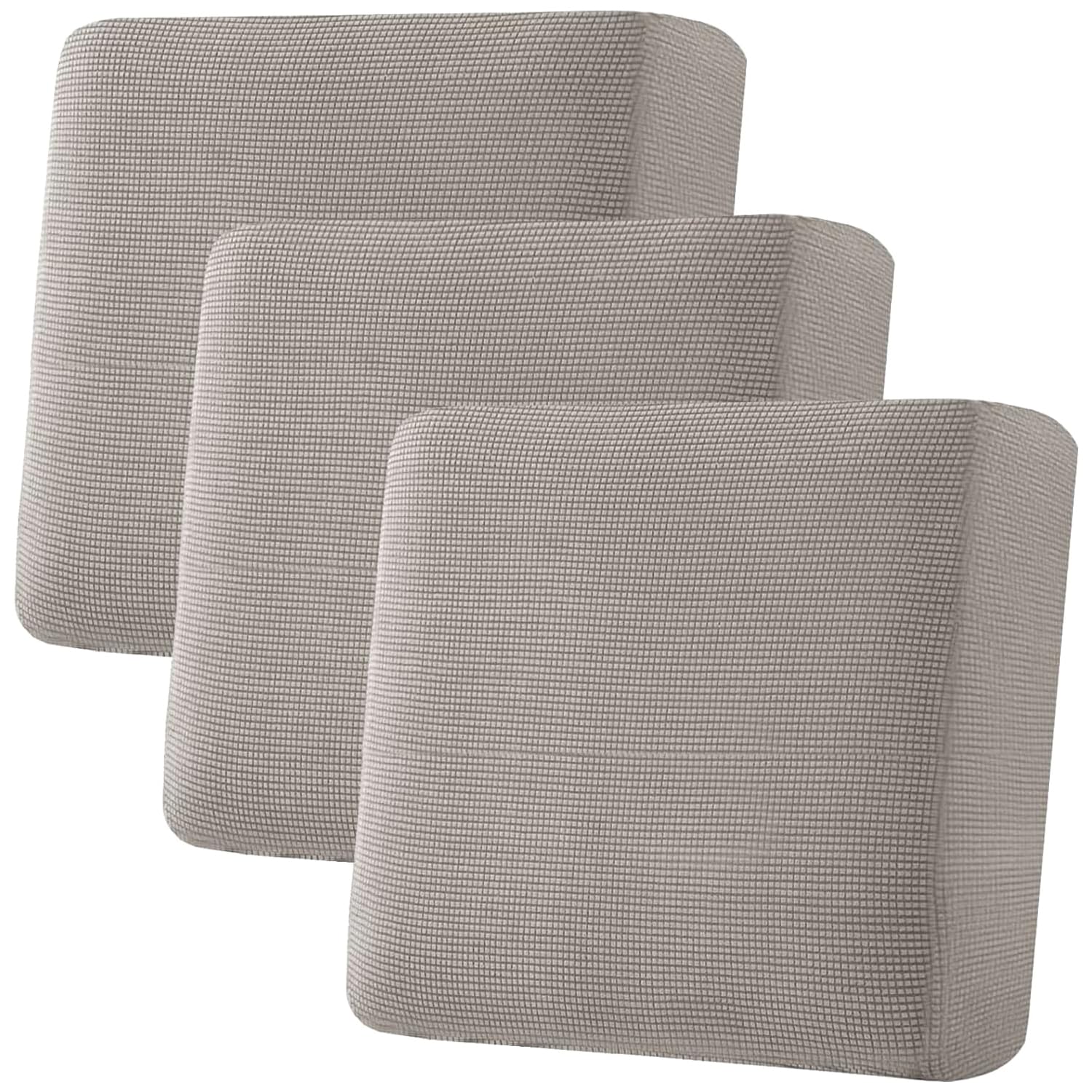 Photo 1 of H.VERSAILTEX Super Stretch Individual Seat Cushion Covers - Sofa & Couch Cushion Slipcover Sets - Thick Jacquard Textured Twill Fabric (3 Piece XL Sofa Cushion Covers, Taupe)