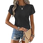 ANRABESS Womens Tops Summer Eyelet Petal Short Sleeve T Shirts Dressy Casual Blouses Ladies Basic Tees 2026 Spring Clothes