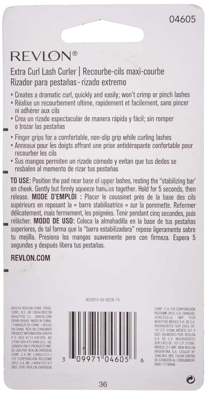 Revlon Extra Curl Eyelash Curler with Non-Slip Finger Grip, For All Eye Shapes, Longlasting Lash Curls : Eye Curler : Beauty